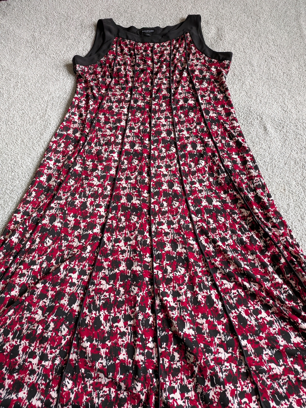 🌼B2G1🌼 Perceptions Red, Black & White Pleated Maxi Dress Size XL NWOT